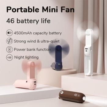 Ventilador Portátil Jisulife Life 8 Plus Blanco 4500mAh con 3 Velocidades y Linterna PowerBank