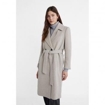 Ecru Belted Fabric Texture Coat S