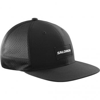Gorra Trucker Flat Salomon - Color negro, diseño plano, material transpirable, ajuste regulable en la parte trasera