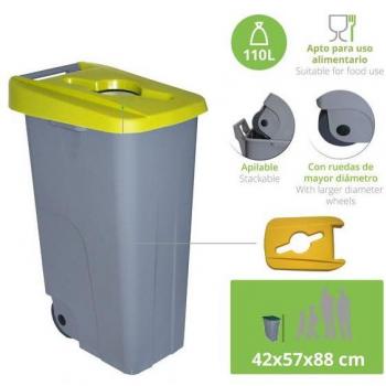 Wellhome Contenedor Reciclo 110 Litros Abierto + Bolsas Basura