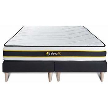 Cama Sleepfit con colchón Flexy de muelles ensacados y memory foam - Altura: 22 cm - Color: Negro - Tamaño: 180 x 200 cm