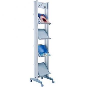 Soporte de Documentos Móvil de Aluminio con 4 Estantes Metálicos para Documentos A4
