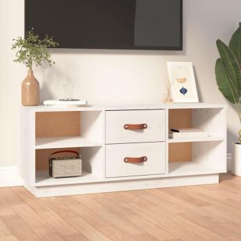 Soporte para TV móvil de madera maciza de pino blanco 100x34x40 cm