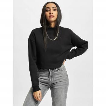 Urban Classics Women's Cropped Oversized High Neck Sweatshirt Black