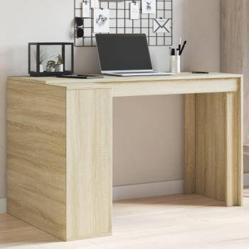 Escritorio de madera de ingeniería roble Sonoma 123,5x73,5x75 cm Marrón