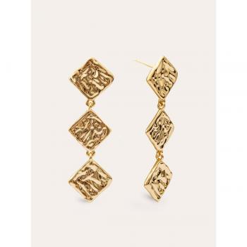 Pendientes Largos Singularu Rhomb Baño Oro