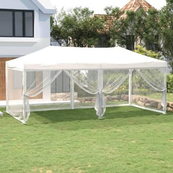 Carpa para fiestas plegable con paredes laterales 3x6 m en color blanco