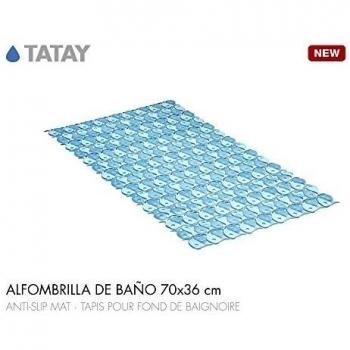 Tatay Alfombra de Bañera Antideslizante de PVC con Ventosas, Resistentes a Moho y Microbios, Anti-Bacteriano, Diseño Piscis, Azul. Medidas 70 x 36 cm
