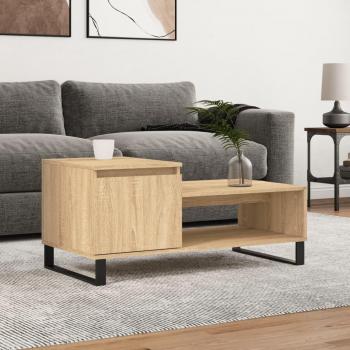 Mesa de centro vidaXL madera contrachapada 100x50x45 cm en color blanco, negro y blanco brillante, estilo moderno, ideal para salón o comedor