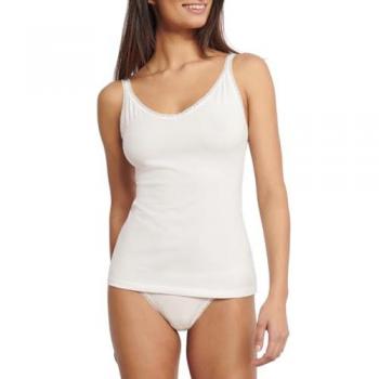 Sloggi Women's Go Spaghetti Strap Undershirt 2-Pack - White with Delicate Lace Details