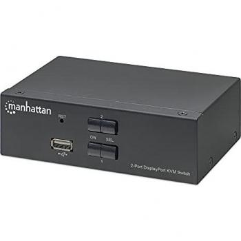 Switch KVM DisplayPort 1.2 2 Puertos 4K con Audio y Conexiones USB-A/3.5mm