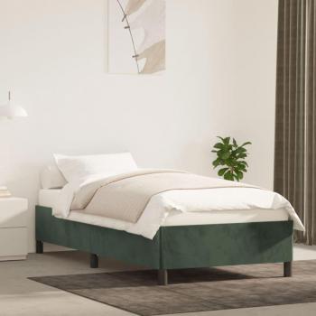 Colchón y estructura de cama de terciopelo verde oscuro 90x190 cm Vidaxl