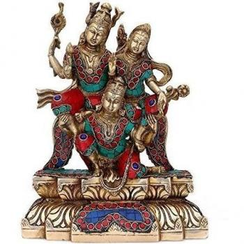CraftVatika Vishnu con Lakshmi sentado en garudá statue-hindu Religious Dios Diosa latón laxmi Vishnu Turquesa sculpture-decorative Idols