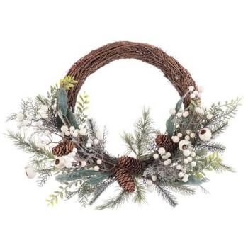 Corona de Navidad Multicolor Natural Ratán Plástico 50 cm