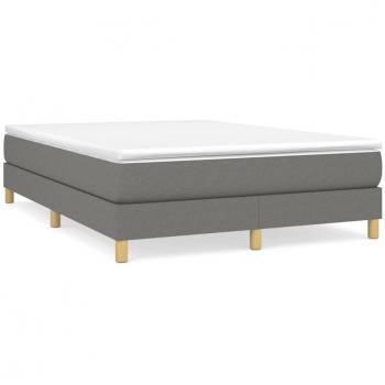 Estructura de cama box spring tela gris oscuro 140x200 cm