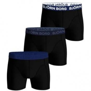 Cotton Stretch Boxer Trunks 3-Pack Essentials - Black/Blue