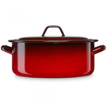 Cacerola Inducción Briebe Ignea 14 cm, 1,0 L con Tapa, Acero Esmaltado Vintage Rojo, Apta Fuego y Horno