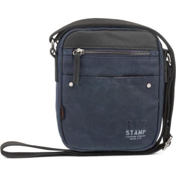STEPPING STRONG STAMP - Bolso bandolera de hombre en lona encerada de color azul