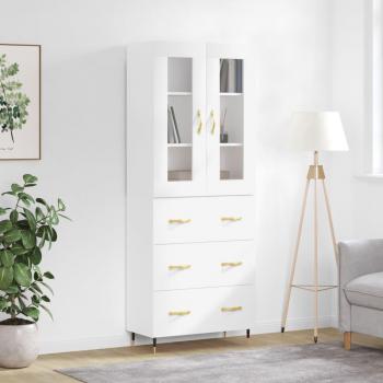 Armario aparador alto blanco pulido 69,5x34x180 cm madera multicapa contrachapada brillo