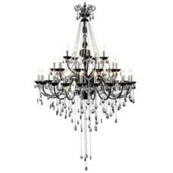 Lámpara de Suspensión Queen Epikasa, Metal y Cristal Negro, 135x135x350 cm