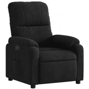 Sillón reclinable eléctrico de tela de microfibra negro Vidaxl, ajustable con respaldo, tipo orejero, ideal para personas mayores