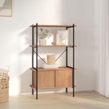 Estantería armario 4 niveles contrachapada y acero 80x40x130 cm Marrón claro y oscuro, Mueble Almacenaje Estantería para Oficina, Estudio, Dormitorio