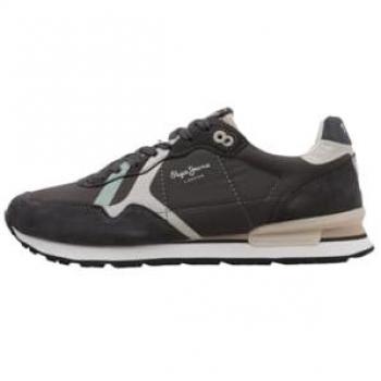 Pepe Jeans Brit Road M - Zapatillas deportivas de hombre tipo running, color gris grafito con detalles en ante, disponibles en tallas 41 y 43 EU