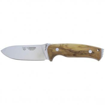Cudeman Cuchillo de Supervivencia 298-L Modelo 'Fab' con Mango de Madera de Olivo y Funda de Cuero marrón incluida - Modelo Exclusivo para Electropolis