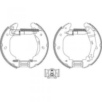 Kit de frenos de tambor HELLA 8DB 355 005-081 con cilindro de rueda y elemento de ajuste para FORD Transit Mk5 Van