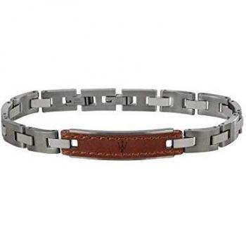 Bracelet para hombre, Colección Maserati Jewels, longitud 21,5 cm, en acero y cuero - JM218AMD01