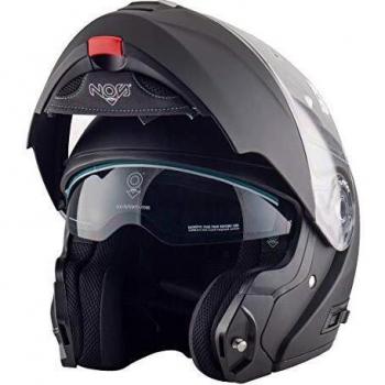 NOS Helmets NS0800XSBM - Casco de Moto abatible HRPolymer, homologado ECE22-05, Negro Mate, XS