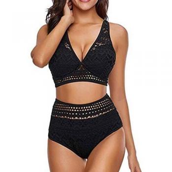 Bikinis Mujer 2020 Push up con Relleno Tejer con Malla Retro Cintura Alta Conjunto de Traje de BañO Bohemio BañAdores con Relleno Sujetador Brasileños Tops y Braguitas vikinis riou