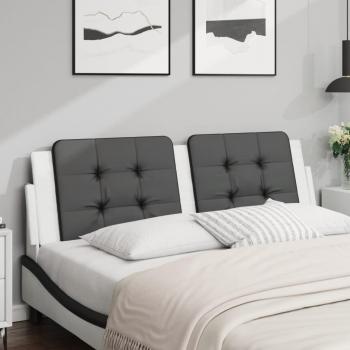 Cabecero de cama acolchado en cuero sintético blanco y negro de 160 cm