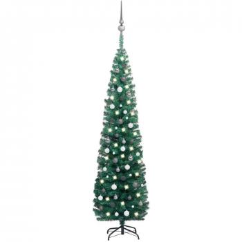 Árbol de Navidad artificial con LEDs y bolas verdes 240 cm