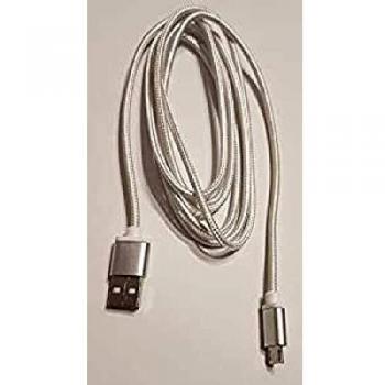 Gembird Cable USB 2.0, Trenzado de Algodón, Conectores Metálicos, Micro-USB B a USB A, 1.8m - Blanco