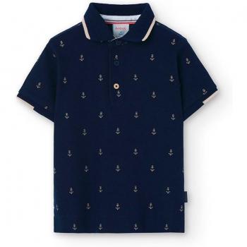 Polo de niño piqué microestampado de manga corta