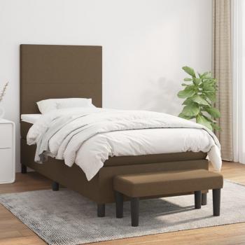 Cama box spring suave con colchón marrón oscuro 80x200 cm Tela