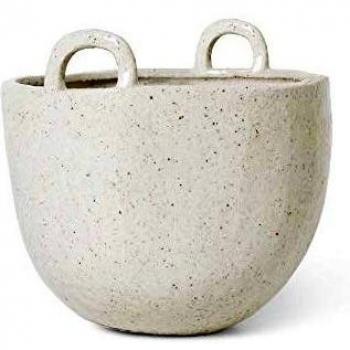 ferm Living Macetero pequeño Speckle, en Color Crema, gres, esmaltado, diámetro 18,5 cm, Altura 19 cm, 100548202