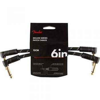 Fender Deluxe Tweed Patch Cable (2-Pack) - 6 Inch, Angle/Angle, Black