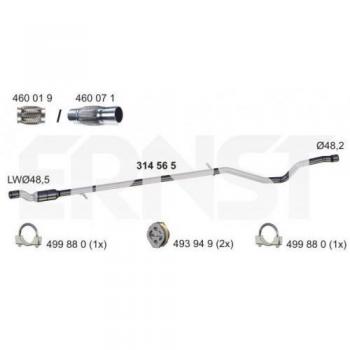 Tubo de escape ERNST 314565 para FIAT 500, Panda III y FORD KA