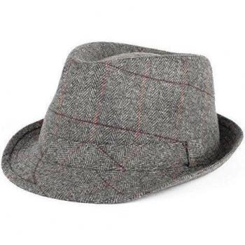 Unisex Tweed Trilby Hat (light grey, 58 cm)