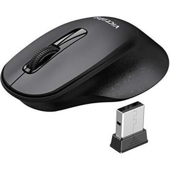 VicTsing Ratón Inalámbrico Silencioso, Mini Portátil 2.4G con Receptor, Ergonómico, 1600 dpi, Compatible con PC, Tableta, Computadora Portátil - Negro