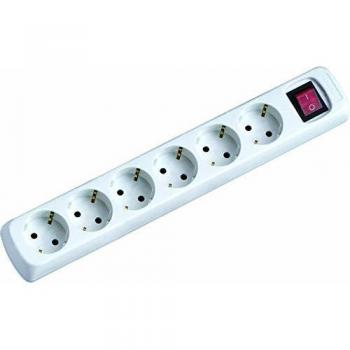 Garza 420026 Base Múltiple con interruptor, Sin Cable, Blanco, 6 Tomas