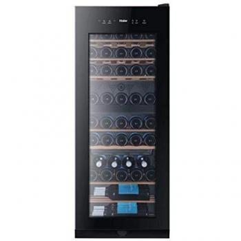 Vinoteca Haier WS53GDA 53 Botellas, 2 Zonas Independientes, Estantes de Madera, Filtro Anti-UV, Iluminación LED, Compresor Silencioso (40 dBA), Libre Instal