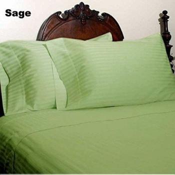 Calidad de primera - 200-de percale de-de ropa de cama algodón egipcio de cama de matrimonio 76,2 cm con bolsillo Euro patrones de costura para chaquetas tamaño grande para cama individual, verde diseño de rayas, 200TC 100% algodón juego para cama de