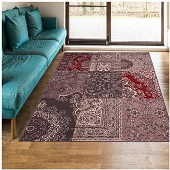 Alfombra rectangular gris 140x200cm con motivos barrocos tejida para salón y habitación