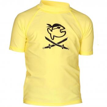 iQ-Company UV 300 Shirt Kids Jolly Fish - Camiseta con manga corta de natación para niños, color amarillo, talla 128 cm