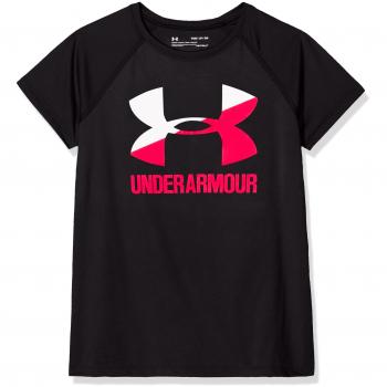 Under Armour UA Solid Big Logo SS T Camiseta Manga Corta, Niñas, Negro