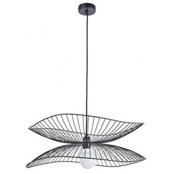 Lámpara colgante Forestier Libellule S, 56 cm, negro, diseño de metal filaire