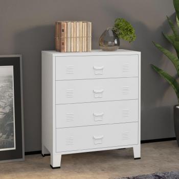 vidaXL Industrial Drawer Cabinet White 78x40x93 cm Metal